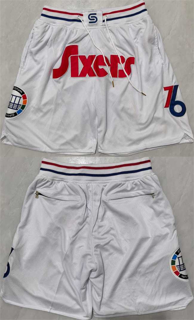 Men%27s Philadelphia 76ers White Shorts->chicago bulls->NBA Jersey